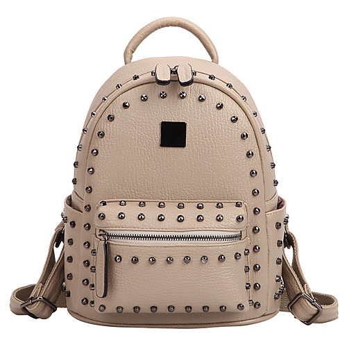

Large Capacity Polyester PU Zipper Commuter Backpack Solid Color Daily White / Silver / Brown