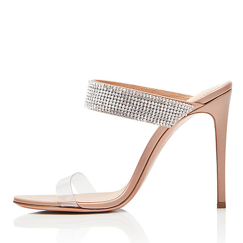 

Women's Sandals Stiletto Heel Open Toe Sparkling Glitter Faux Leather Sweet / British Fall / Spring & Summer Black / Nude