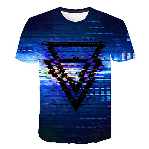 

Men's Daily Sports Street chic / Exaggerated T-shirt - Geometric / Color Block / 3D Print Rainbow