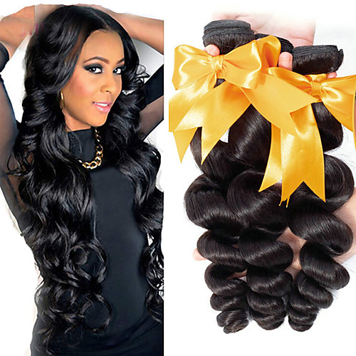 

3 Bundles Burmese Hair Loose Wave Virgin Human Hair 100% Remy Hair Weave Bundles Natural Color Hair Weaves / Hair Bulk Extension Bundle Hair 8-28 inch Natural Human Hair Weaves Simple Safety Cute