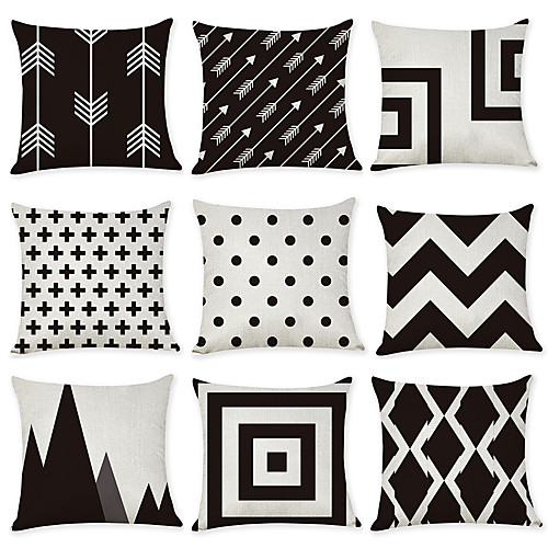 

9 pcs Linen Pillow Cover, Geometic Contemporary Fashion Modern Throw Pillow