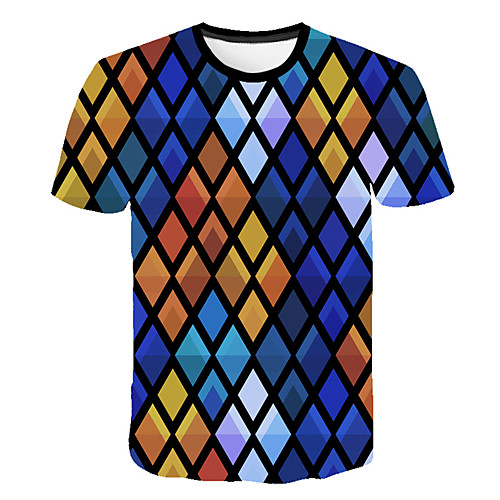 

Men's Daily Sports Street chic / Exaggerated T-shirt - Geometric / Color Block / 3D Print Rainbow