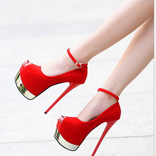 

Women's Heels Stiletto Heel Round Toe PU Summer Black / Red