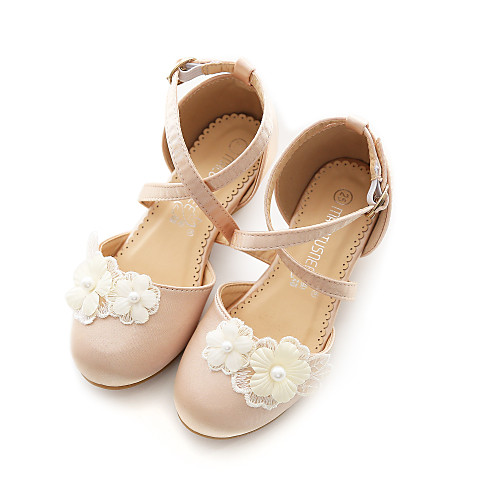 

Girls' Flower Girl Shoes / Children's Day Satin Heels Little Kids(4-7ys) / Big Kids(7years ) Walking Shoes Bowknot Champagne / Ivory Spring / Summer / Party & Evening / Rubber