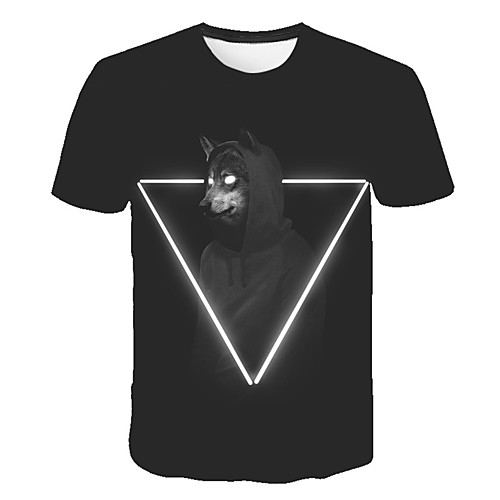 

Men's Daily Sports Street chic / Exaggerated T-shirt - Color Block / 3D / Animal Print Black