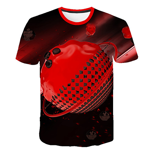 

Men's Daily Sports Street chic / Exaggerated T-shirt - Color Block / 3D / Graphic Print Red