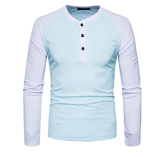 

Men's Daily Wear T-shirt - Color Block Round Neck Black / Long Sleeve