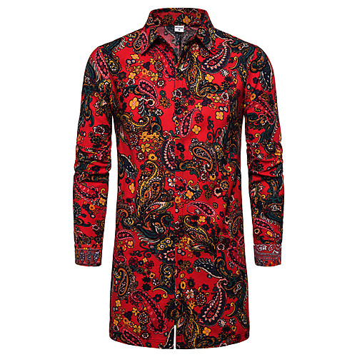 

Men's Daily Basic Shirt - Geometric / Color Block Red