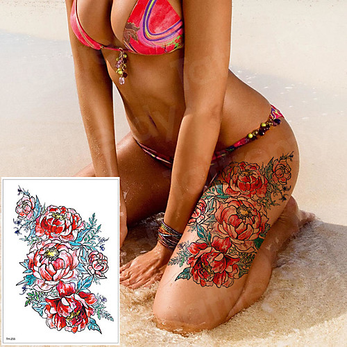 

3 шт. / Лот водонепроницаемый татуировки наклейки бикини пион татуировки&усилитель; боди-арт цветок роза татуировка поддельная передача воды татуировка временная татуировка нога рука