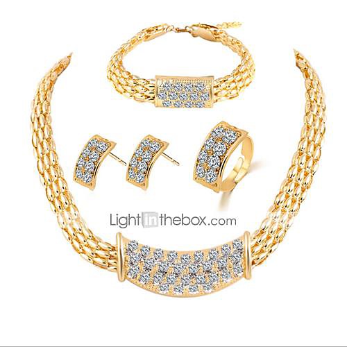 

Women's Stud Earrings Choker Necklace Bracelet Cut Out Stylish Classic Gold Plated Earrings Jewelry Gold For Wedding Party Holiday 1 set / Open Ring