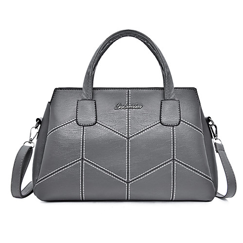 

Women's Zipper PU Top Handle Bag Solid Color Black / Brown / Red