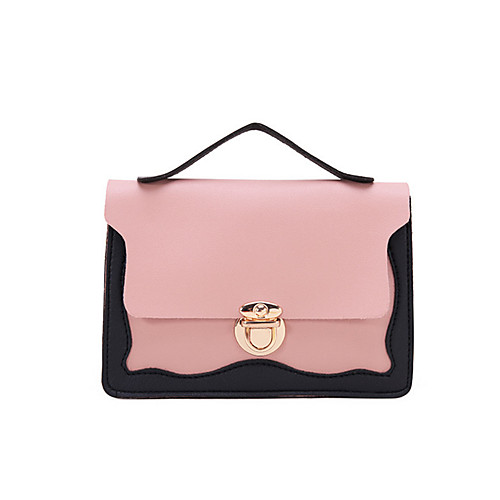 

Women's Polyester / PU Top Handle Bag Color Block Blushing Pink / Red / White