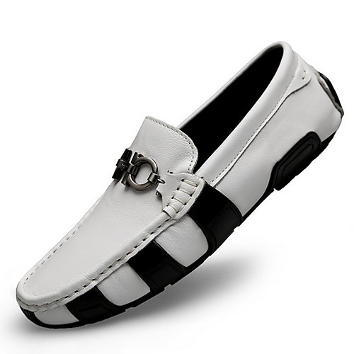 

Men's Moccasin Leather Summer Loafers & Slip-Ons Black / White