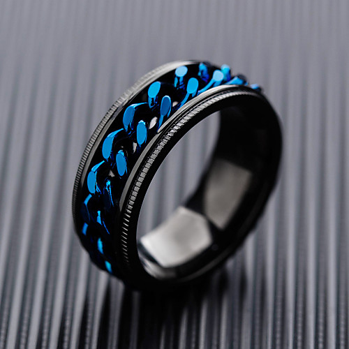 

Men's Band Ring 1pc Blue Stainless Steel Stylish Unique Design Trendy Party Daily Jewelry Two tone Precious