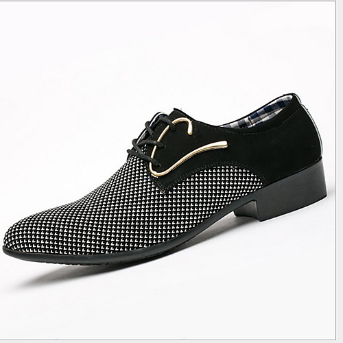 

Муж. Комфортная обувь Полиуретан Лето Туфли на шнуровке Дышащий Черно-белый / Темно-синий