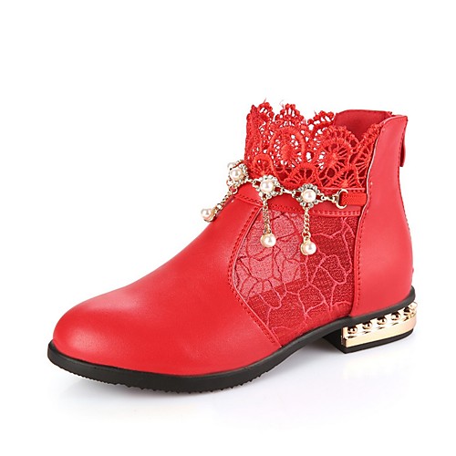 

Girls' Flower Girl Shoes PU Boots Little Kids(4-7ys) Red / White / Black Summer / Mid-Calf Boots