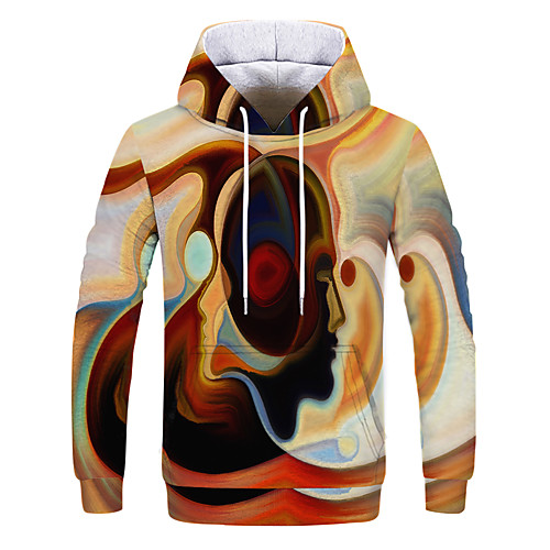 

Men's Party / Casual Hoodie - Geometric / Color Block / 3D Rainbow US34 / UK34 / EU42