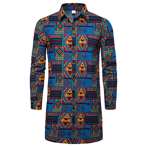 

Men's Daily Basic Shirt - Geometric / Color Block Rainbow