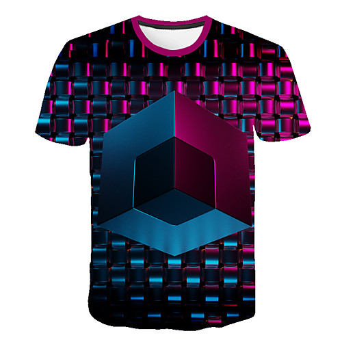 

Men's Daily Sports Street chic / Exaggerated T-shirt - Geometric / Color Block / 3D Print Rainbow