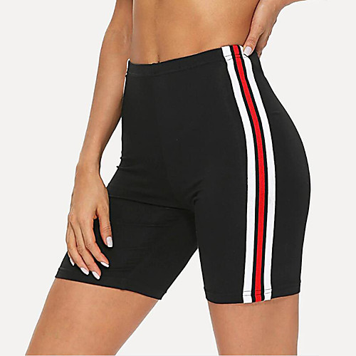 

21Grams Stripes Women's Cycling Shorts - Black Burgundy Bike Bottoms Breathable Quick Dry Moisture Wicking Sports Terylene Lycra Mountain Bike MTB Clothing Apparel / Stretchy / Race Fit / Italian Ink
