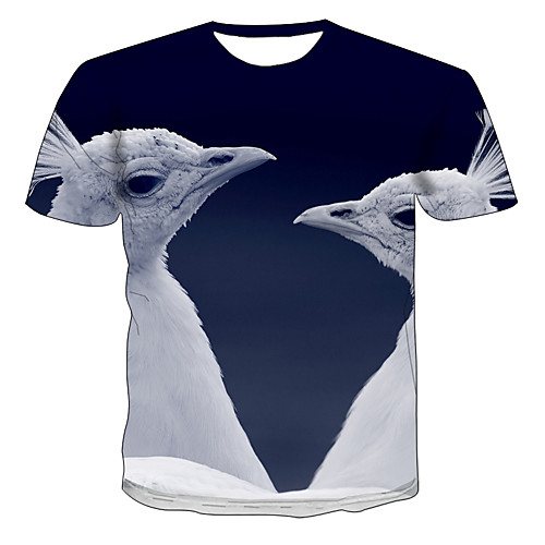 

Men's Daily Going out Basic / Exaggerated T-shirt - Color Block / 3D / Animal Print Rainbow