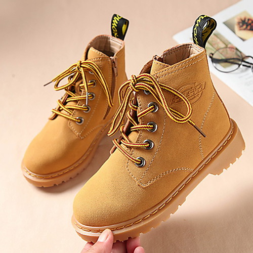 

Girls' Combat Boots Suede Boots Big Kids(7years ) Black / Yellow Winter / Booties / Ankle Boots