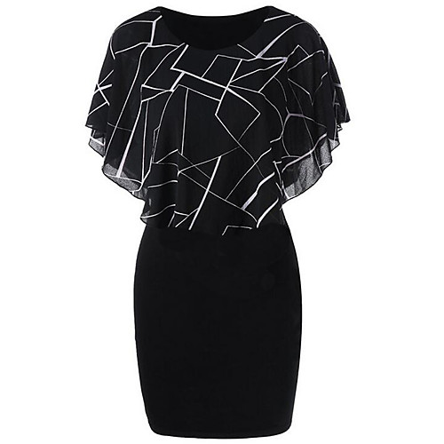 

Women's Daily Bodycon Dress - Geometric Black XXXL XXXXL XXXXXL