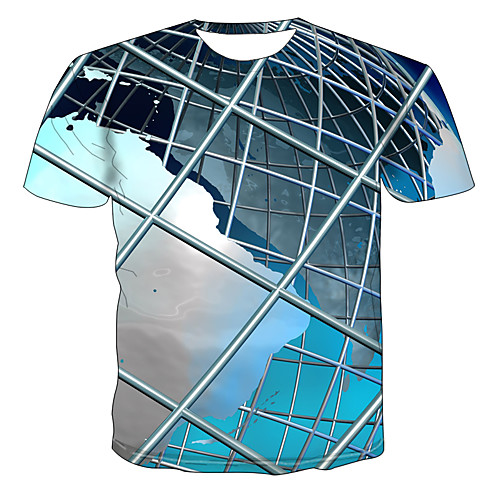 

Men's Daily Going out Basic / Exaggerated T-shirt - Color Block / 3D / Rainbow Print Rainbow