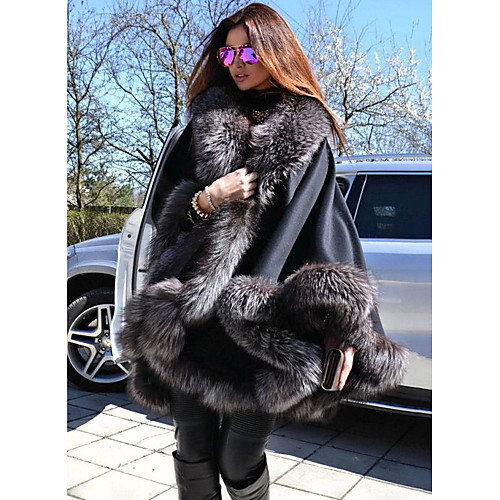 

Long Sleeve Faux Fur / Polyester Taffeta Wedding Women's Wrap With Fur Coats / Jackets