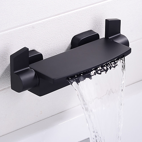 

Ванная раковина кран - Водопад Хром / Окрашенные отделки / черный Монтаж на стену Две ручки двумя отверстиямиBath Taps