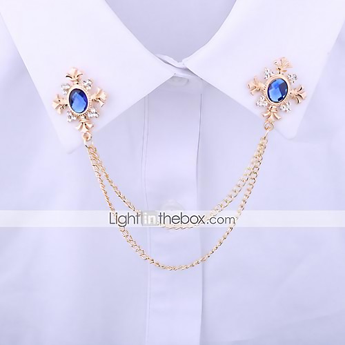 

Men's Crystal Brooches Spiga Creative Vertical / Gold bar Statement Tassel Basic Rock Fashion Brooch Jewelry Black Blue For Wedding Daily Street Work Club