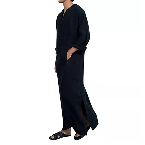 

Men's Solid Colored Tunic Daily V Neck Black / Blue / Khaki / Long Sleeve