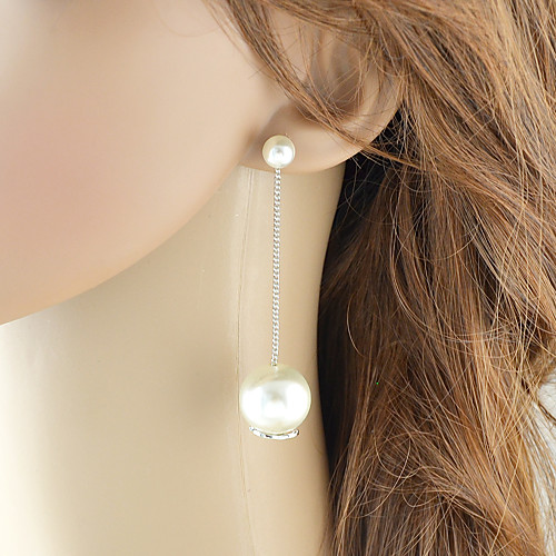 

Women's Drop Earrings Long Vertical / Gold bar Romantic Elegant Imitation Pearl Earrings Jewelry Gold / Silver For Party Carnival Street Work 1 Pair