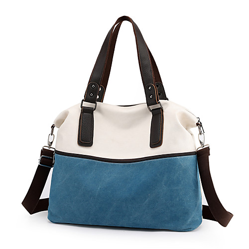 

Women's Canvas Top Handle Bag Color Block Black / Wine / Blue