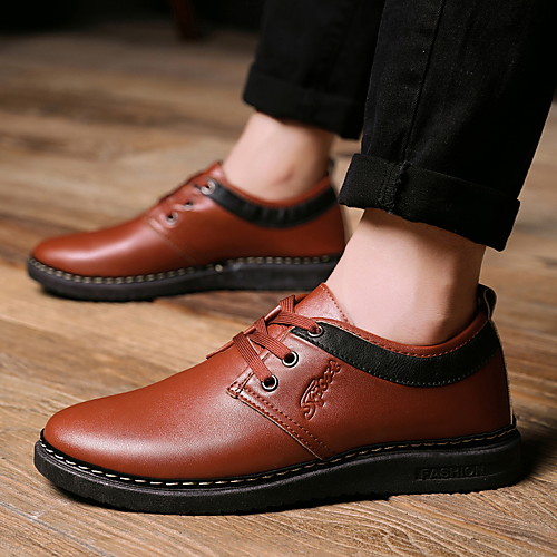 

Men's Leather Spring & Summer / Fall & Winter Classic / Preppy Oxfords Walking Shoes Shock Absorbing Brown / Black