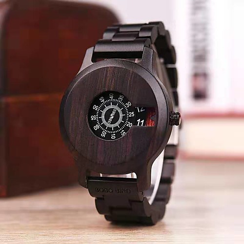 

Men's Dress Watch Japanese Japanese Quartz Stylish Wood Black No Casual Watch Wooden Analog Wood - Black Two Years Battery Life