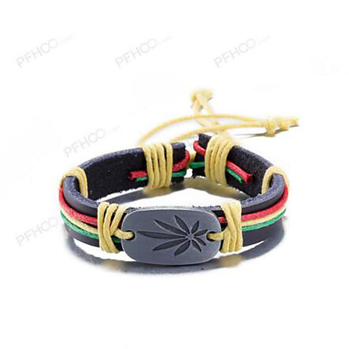 

Men's Women's Leather Bracelet Retro Leaf Vintage Leather Bracelet Jewelry Rainbow For Gift Daily