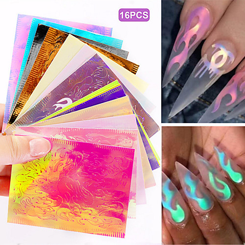 

16 pcs 3D Nail Stickers Creative nail art Manicure Pedicure Color Gradient Stylish Daily / Festival