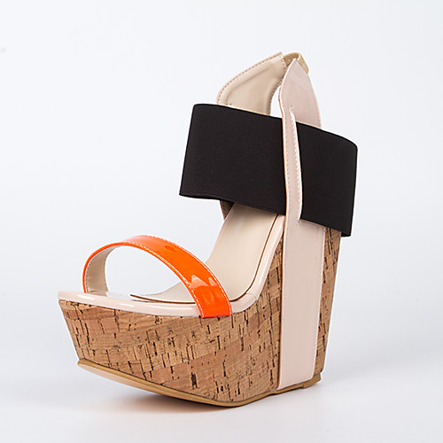 

Women's Sandals Wedge Heel Open Toe PU(Polyurethane) Sweet Summer Orange / Color Block