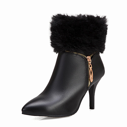 

Women's Boots Stiletto Heel Round Toe PU Spring & Fall / Fall & Winter Black / White / Beige