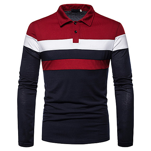 

Men's Daily Going out Basic / Street chic Polo - Color Block Red