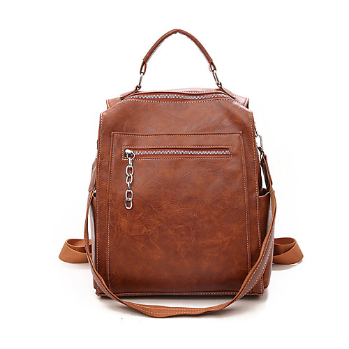 

Large Capacity Polyester PU Zipper Commuter Backpack Solid Color Daily Blushing Pink / Brown / Black