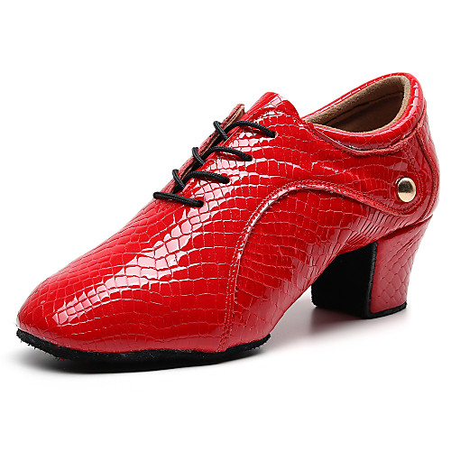 

Women's Dance Shoes Nappa Leather Jazz Shoes Oxford / Sneaker Thick Heel Customizable Red / Performance / Practice