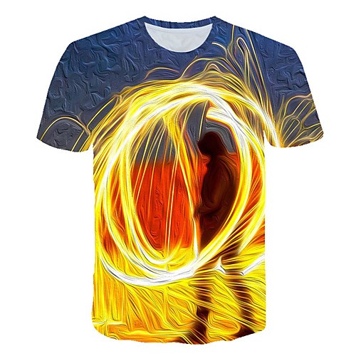 

Men's Daily Sports Street chic / Exaggerated T-shirt - 3D / Portrait / Flame Print Rainbow
