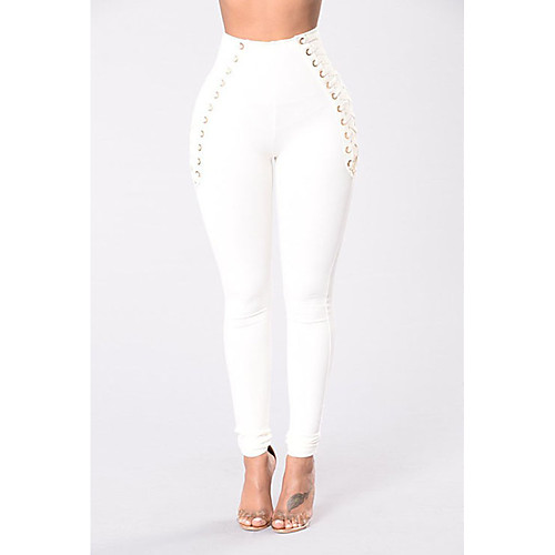 

Women's Basic Legging - Solid Colored, Split High Waist White Black S M L