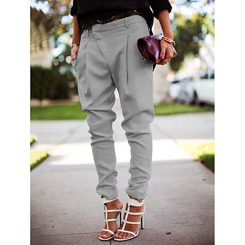 

Women's Street chic Plus Size Jogger Pants - Solid Colored Black White Blue S M L