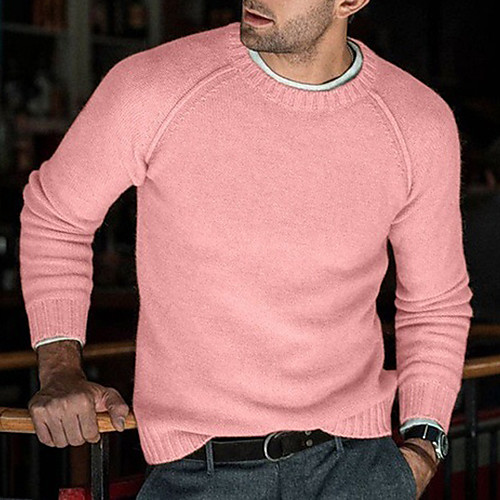 

Men's Solid Colored Long Sleeve Pullover Sweater Jumper, Round Neck Fall / Winter Black / Blushing Pink / Army Green US34 / UK34 / EU42 / US36 / UK36 / EU44 / US38 / UK38 / EU46