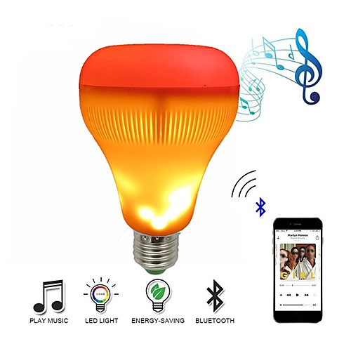 

светодиодная музыка динамик лампочка с эффектом пламени RGB лампа для изменения беспроводной стерео аудио лампа с пультом дистанционного управления