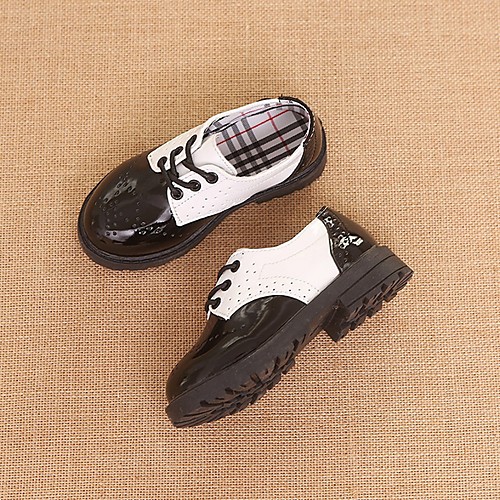 фото Мальчики удобная обувь полиуретан туфли на шнуровке большие дети (7 лет ) белый / черный весна lightinthebox