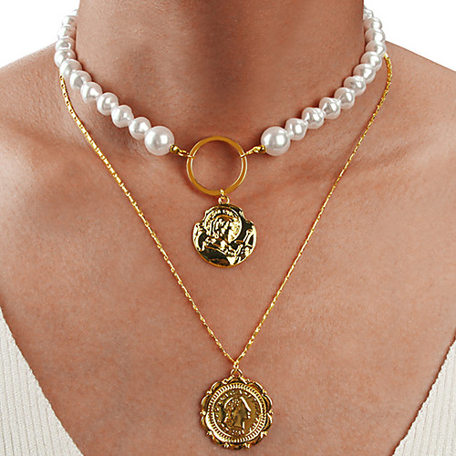 

Women's Necklace Layered Necklace Imitation Pearl Chrome Gold 52 cm Necklace Jewelry 1pc For Daily School Street Holiday Festival